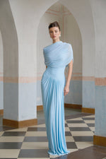 Céleste Baby Blue Pleated Maxi Dress