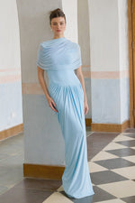 Céleste Baby Blue Pleated Maxi Dress