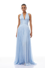 Arielle Sky Pleated Maxi Dress