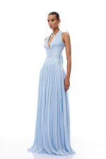 Arielle Sky Pleated Maxi Dress
