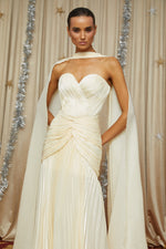 Elara Cream Pleated Gown