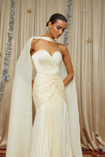 Elara Cream Pleated Gown