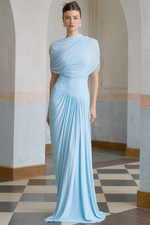 Céleste Baby Blue Pleated Maxi Dress