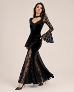 Alisa Noir Velvet Lace Gown