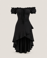 Alva Black High-Low Ruffle Dress