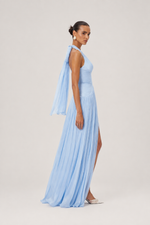Arielle Sky Pleated Maxi Dress