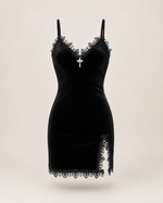 Arlette Black Velvet Lace Mini Dress