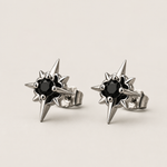 Black Gem Halo Stud Earrings