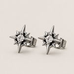Black Gem Halo Stud Earrings