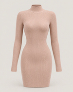 Camille Ribbed Mock-Neck Mini Dress