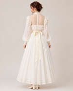 Cassia Cream Lace-Trim Midi Dress