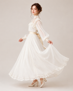Cassia Cream Lace-Trim Midi Dress