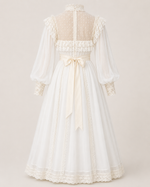 Cassia Cream Lace-Trim Midi Dress