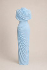 Céleste Baby Blue Pleated Maxi Dress