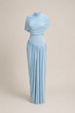 Céleste Baby Blue Pleated Maxi Dress