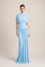 Céleste Baby Blue Pleated Maxi Dress