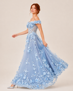 Elvira Blush 3D Floral Evening Gown