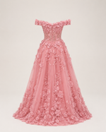 Elvira Blush 3D Floral Evening Gown