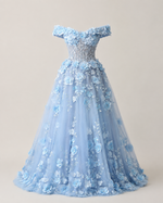 Elvira Blush 3D Floral Evening Gown