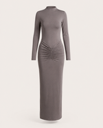 Flavia Grey Ruched Maxi Dress