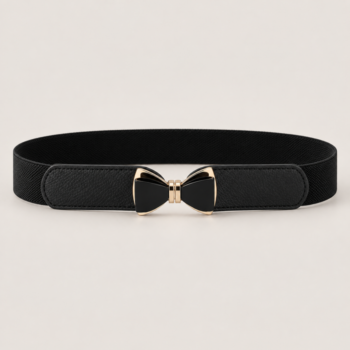 Gold Bow-Buckle Skinny Belt