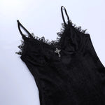 Arlette Black Velvet Lace Mini Dress