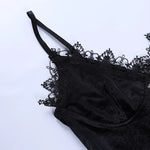 Arlette Black Velvet Lace Mini Dress