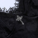 Arlette Black Velvet Lace Mini Dress