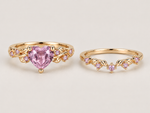 Heart Stone Vine Ring Set