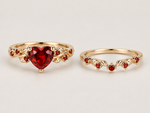 Heart Stone Vine Ring Set