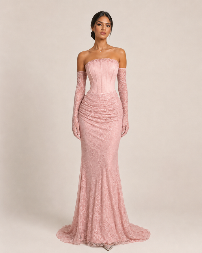 Irina Dusty Pink Lace Maxi Dress