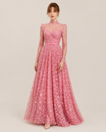 Joséphine Rose Floral High-Neck Gown