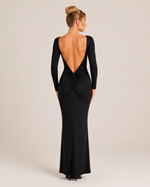 Juliette Black Boat-Neck Maxi Dress