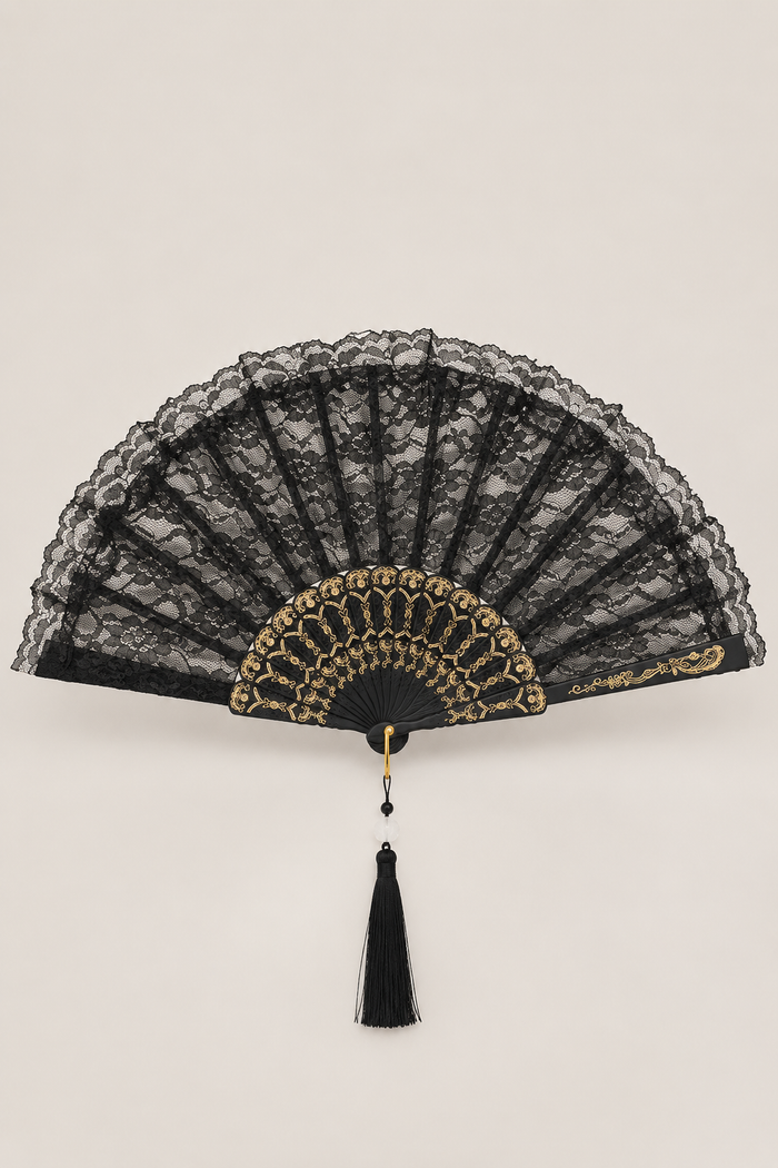 Lace Folding Fan with Tassel