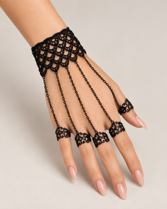 Lace Hand Chain with Five Rings