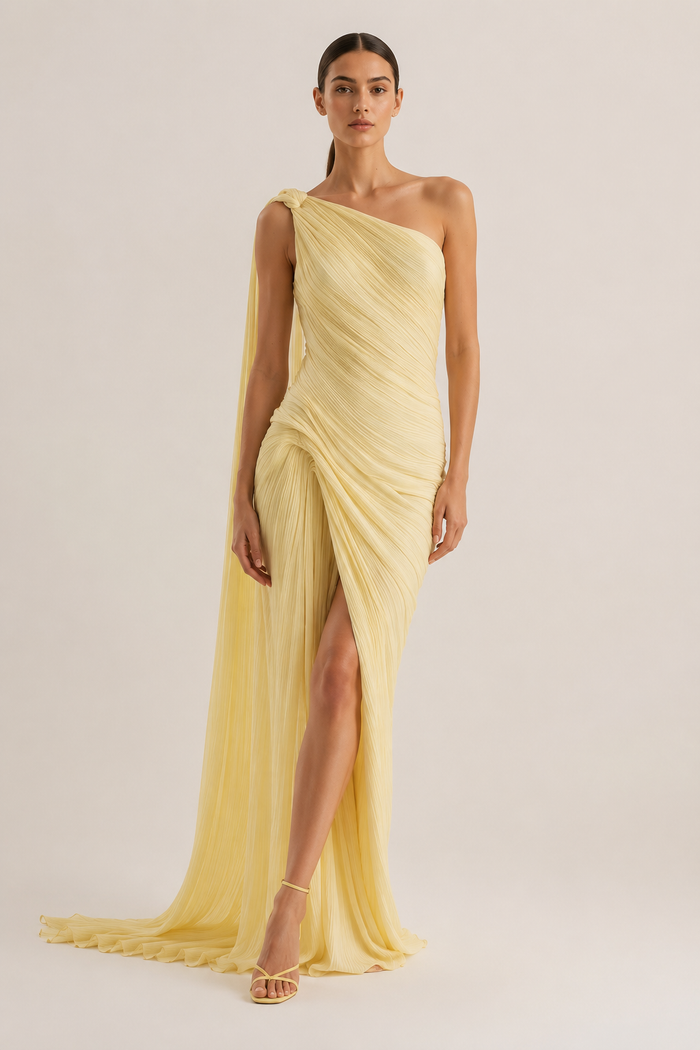 Liora Yellow Asymmetrical Dress