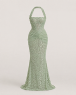 Maëva Pistachio Ruched Maxi Dress