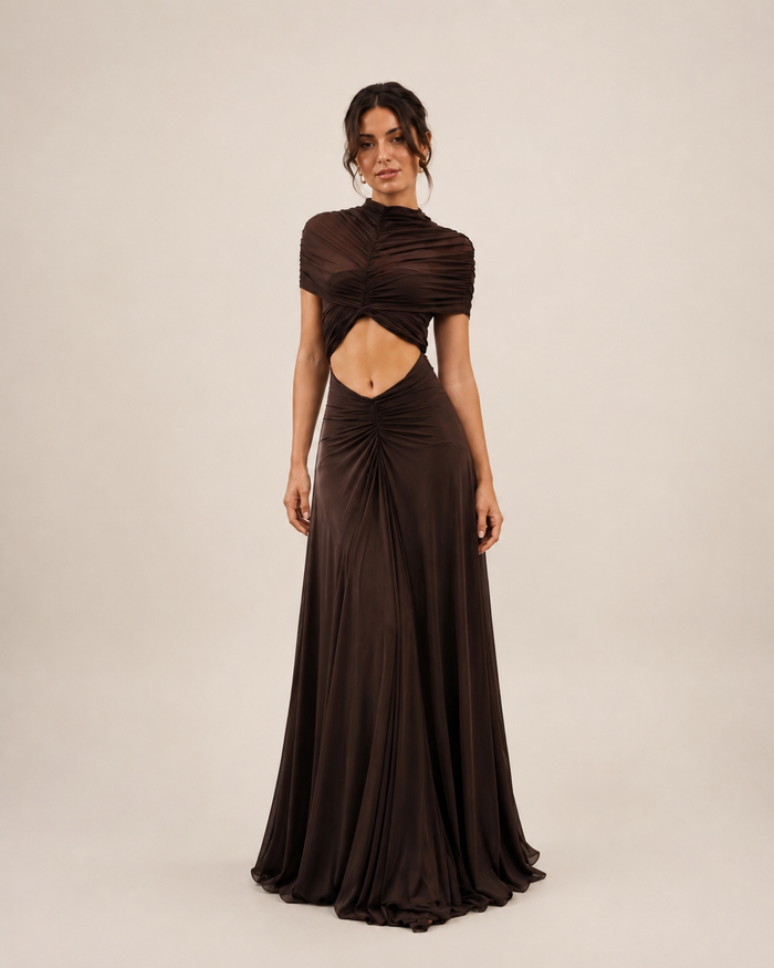 Noëlle Cocoa Two-Piece Dress