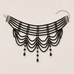 Black Bead Cascade Collar
