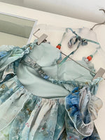 Cassiopée Blue Floral Draped Dress
