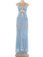 Héloïse Sky Draped Evening Dress