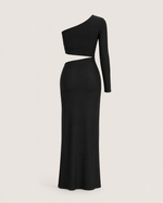 Sloane Black One-Shoulder Top & Ruched Skirt Set