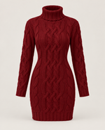 Solène Cable-Knit Turtleneck Dress