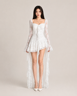 Sveva Ivory Tiered Lace Dress