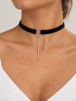 Velvet Ring Choker with Bar Drop