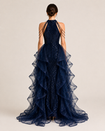 Vivienne Navy Crystal Tulle Gown