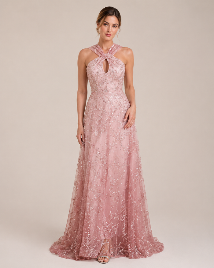 Ysée Blush Crystal Ball Gown