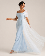 Zlata Frost Blue Beaded Gown