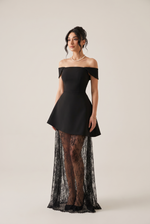 Cosette Noir Off-Shoulder Evening Gown - side view