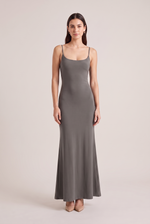 Daphne Fitted Maxi Dress in gray - front view